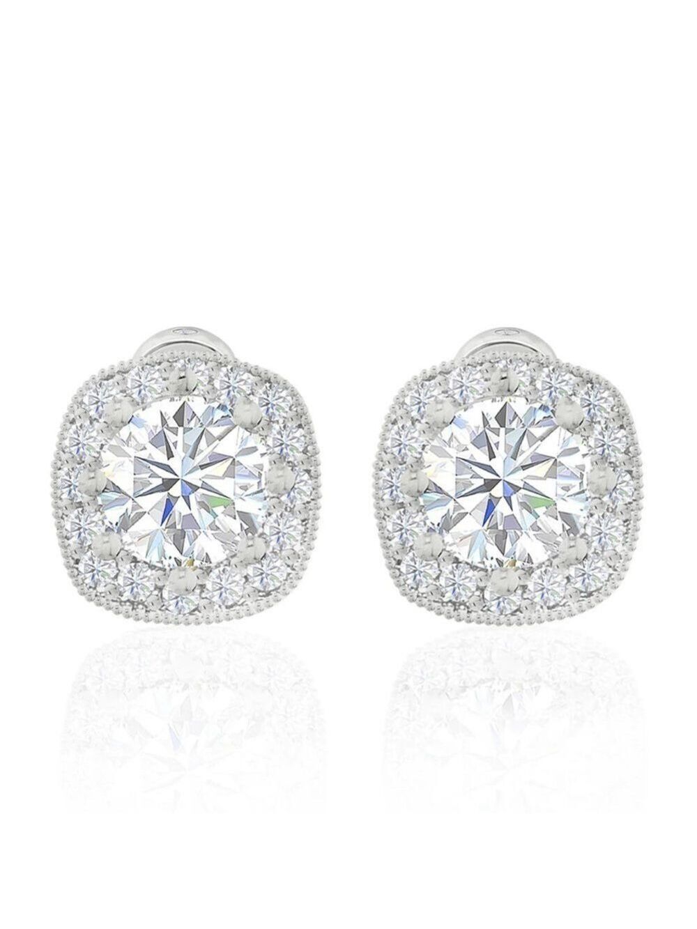 Cushion Cut CZ Halo Stud Earrings by Zaxie | NEW
